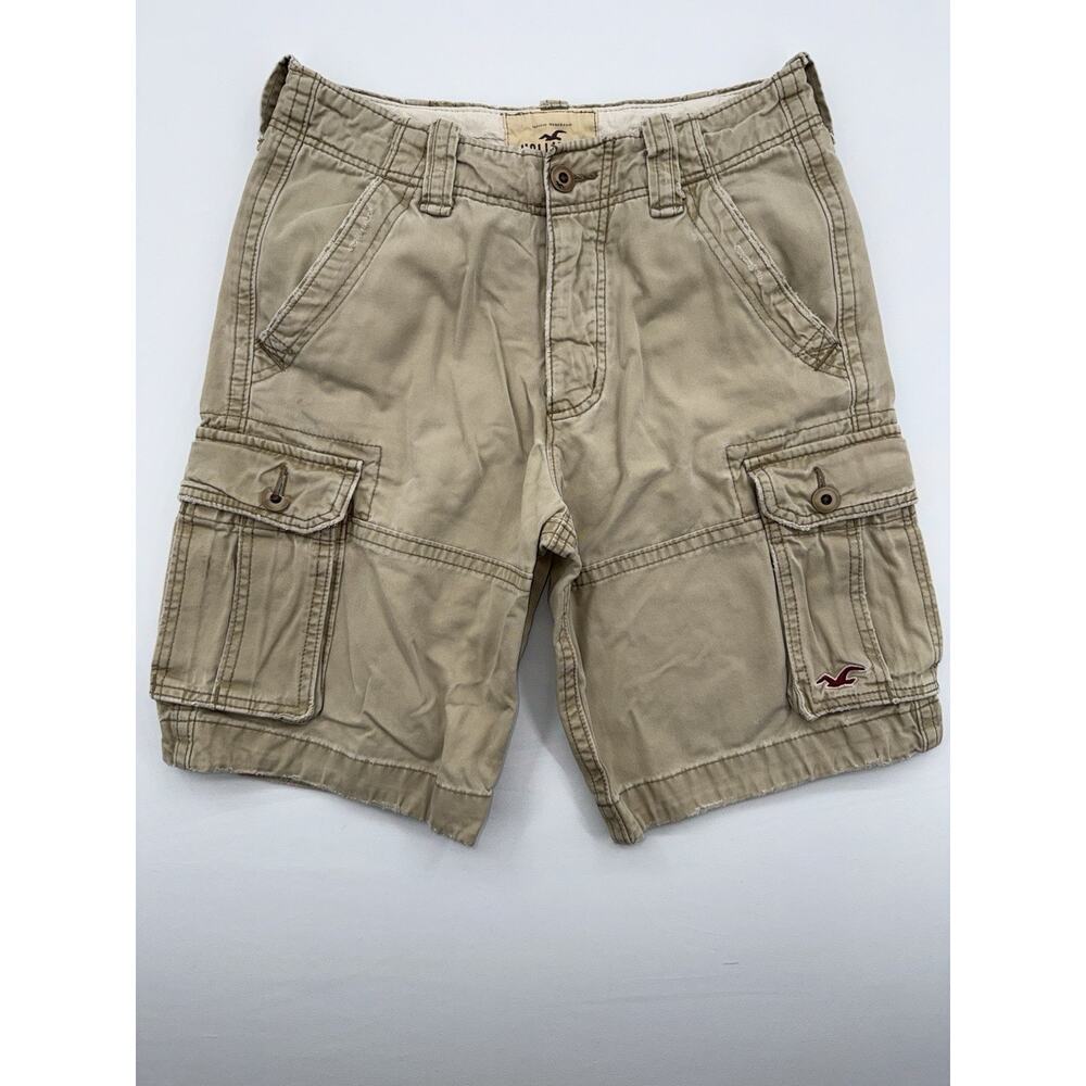 Hollister Mens Cargo Shorts Size 28 Tan Brown Surf Skate Casual Shorts Y2K